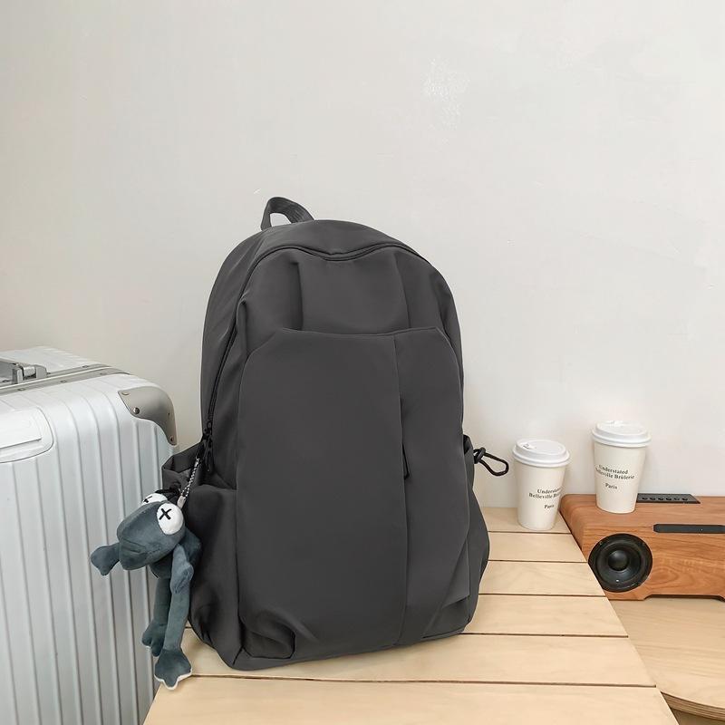 Schoolbag New Large-capacity Student Simple Schoolbag Men's Backpack Korean Version Couple Solid Color Casual Backpack Wholesale
