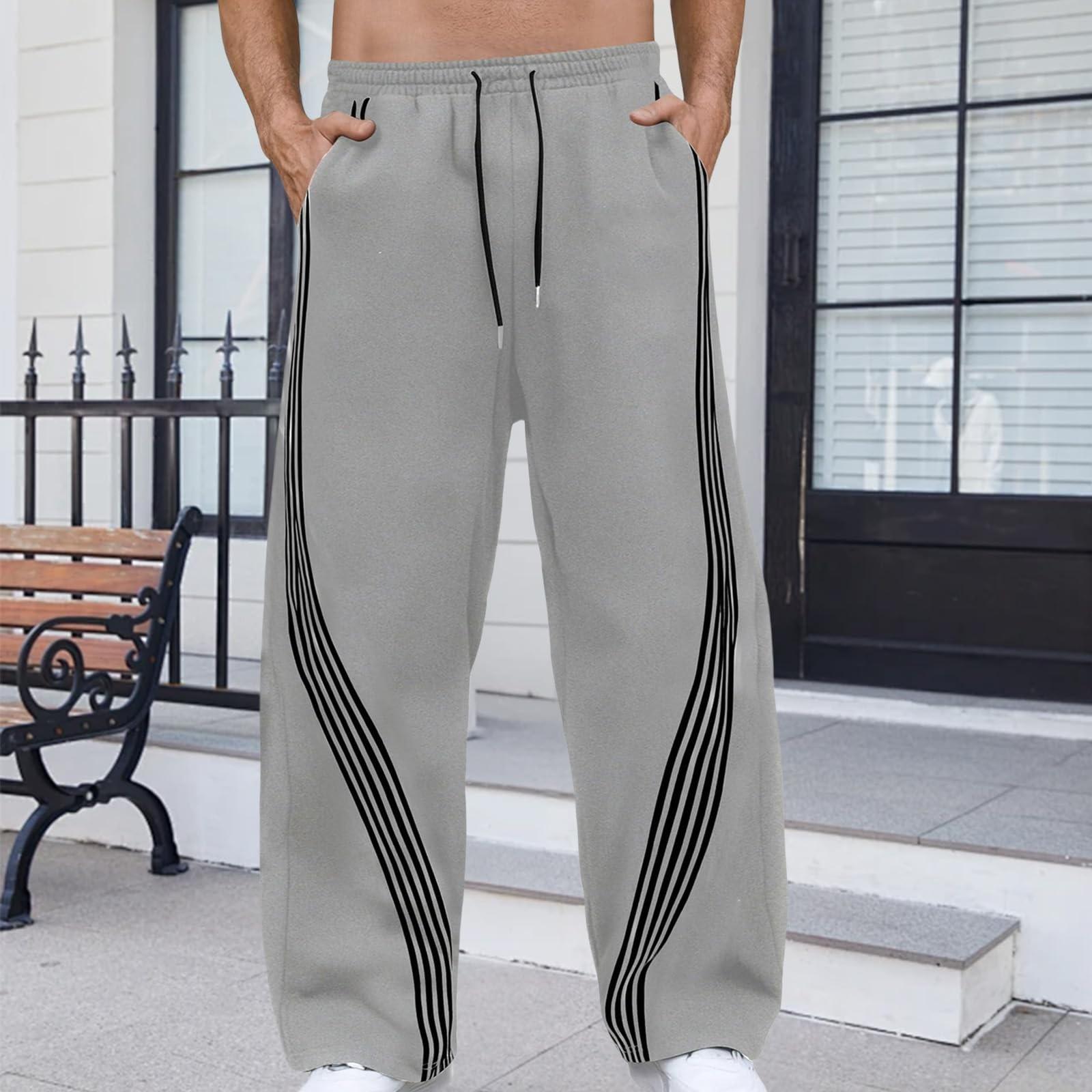 

Men s Looped Sweatpants, Color-blocked Line Casual Pants, Men s Loose Pants XL