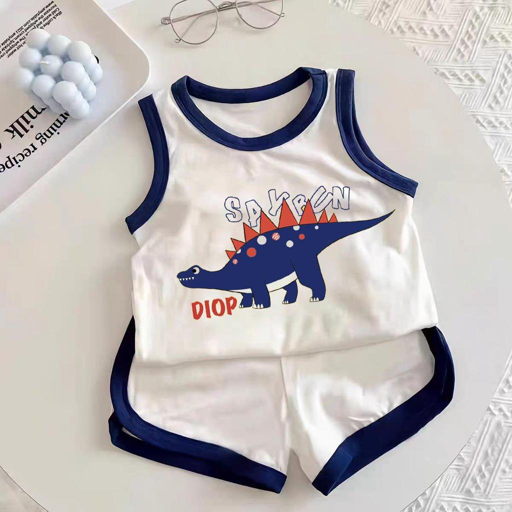 Children's Cotton Sleeveless Summer Sportswear Set - Two-Piece Casual Outfit for Toddlers and Kids
