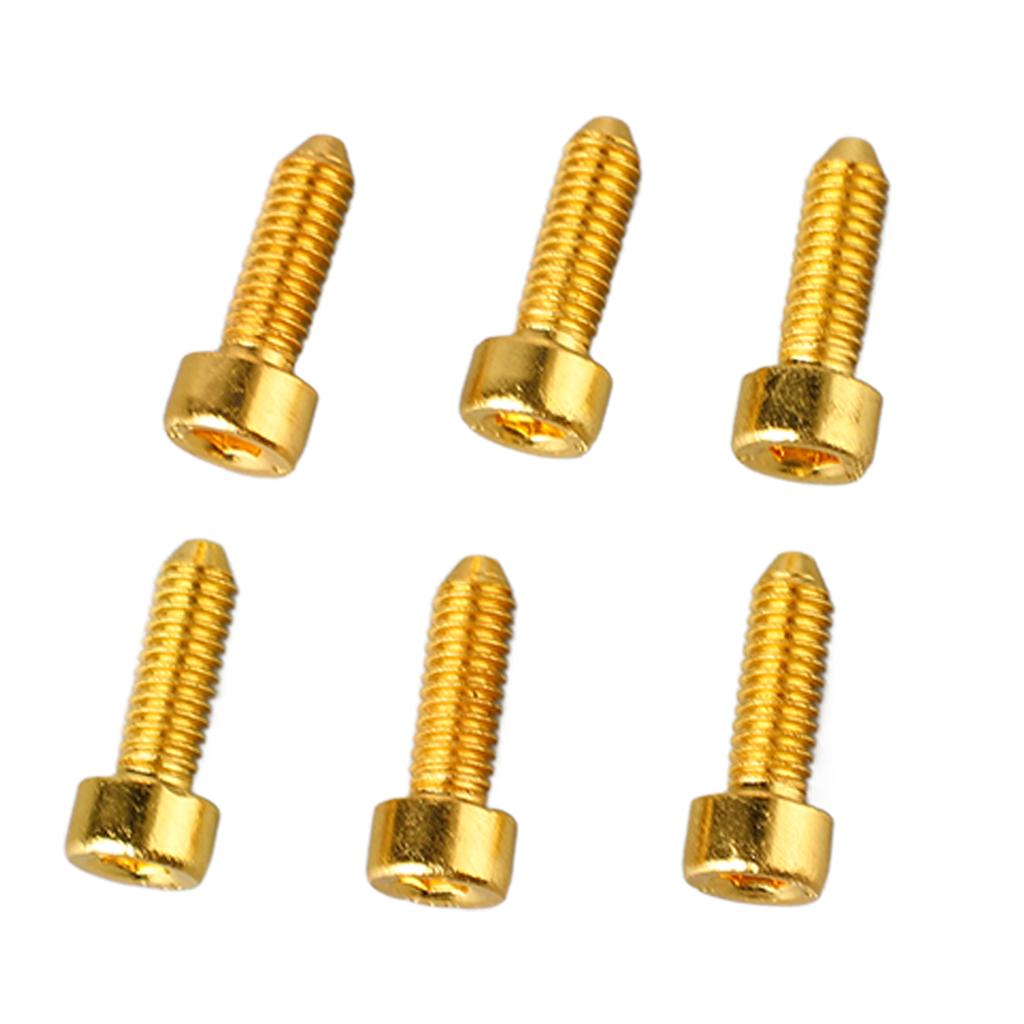 6PCS Guitar Hex Head Screws Double Tremolo Bridge Saddle String Locking Screw with Taper Tip Gold