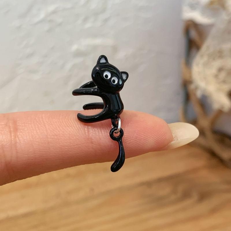 

Creative Simple Black Cat Earrings Sweet Cute Black Cat Ear Studs Temperament Light Luxury Cartoon Earrings Women MMW6(1pcs)