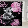 Japanese Cherry Blossom Capybara Fabric Shower Curtain,Pink Sakura Floral Moon Shower Curtain,Kids Bathroom Decor,Capybara