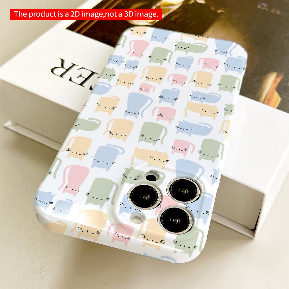 Pastel Cats Pattern Phone Case All Inclusive Film Hard Phone Case, Compatible with iPhone 18 Pro Max 17 16 15 14 13 12 11