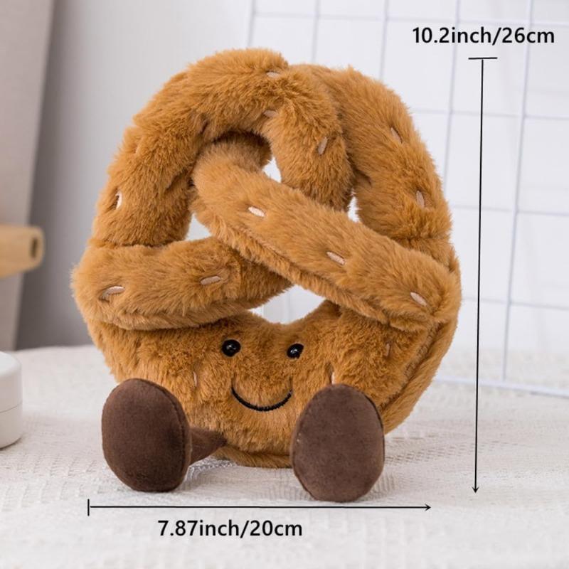 9" Croissant Plush Toy Cute Croissant Bread Pillow Stuffed Animals Funny Soft Food Plushies Toy (Pretzel)