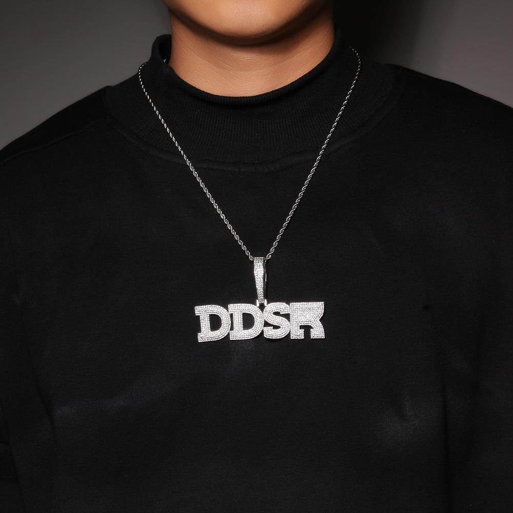 Collana Hip Hop da Uomo Personalizzata a 3 File in Ottone con Iniziali 'KING CEO' Ghiacciate, Catena con Nome in Diamanti Sintetici, Realizzata su Misura, Zircone