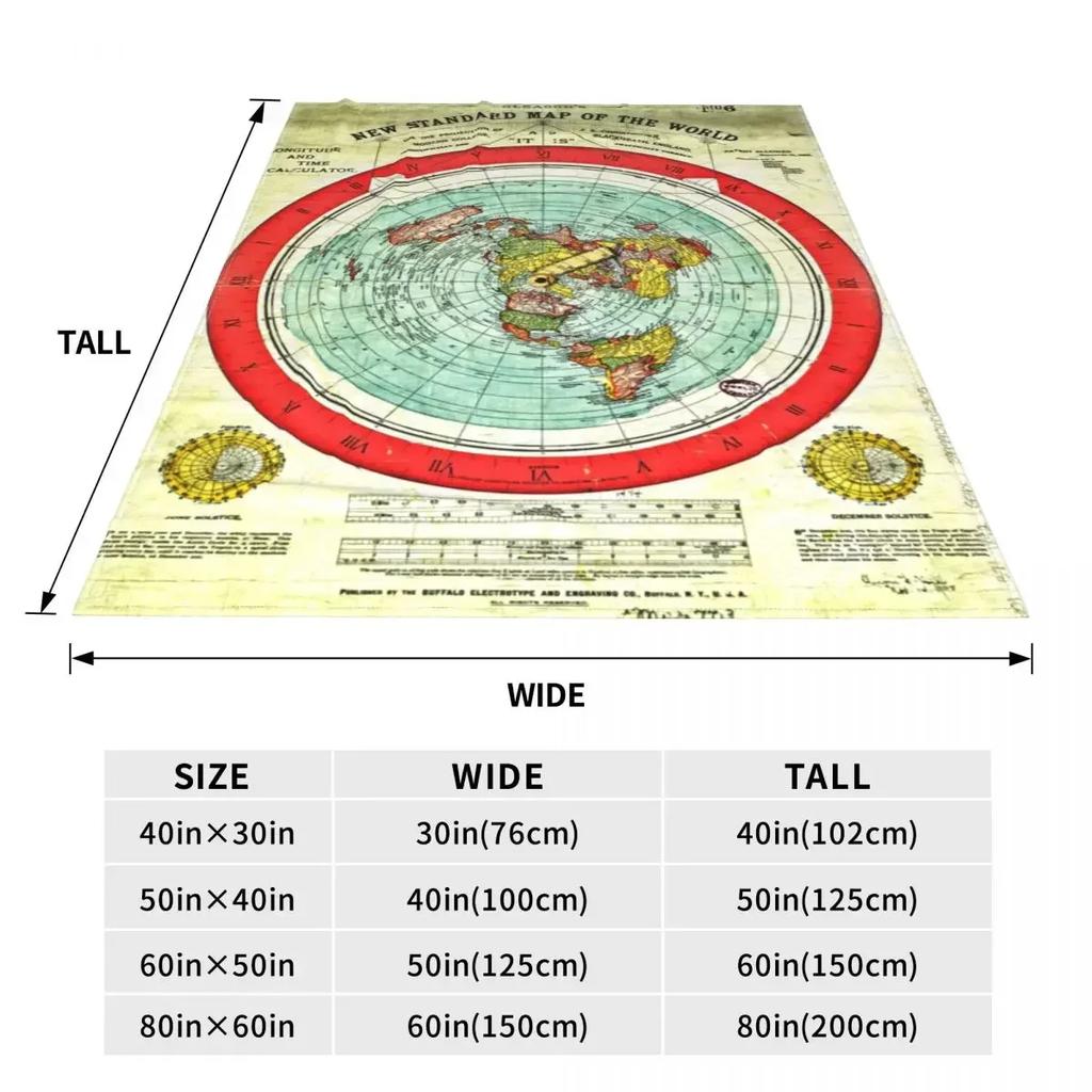 Soft Durable Blanket Camping Gleason 1892 Flat Earth Map Throw Blanket Nature Flannel Bedspread Bedroom Graphic Sofa Bed Cover