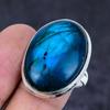 Natural Green Labradorite Gemstone 925 Sterling Silver Jewelry Ring Size 9 s1A74
