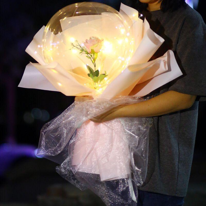 TOPREX Latex Led Balloon Light Rose Flower Design With Transparent Color for Christmas Party Bouquet Decoration CE ROHS