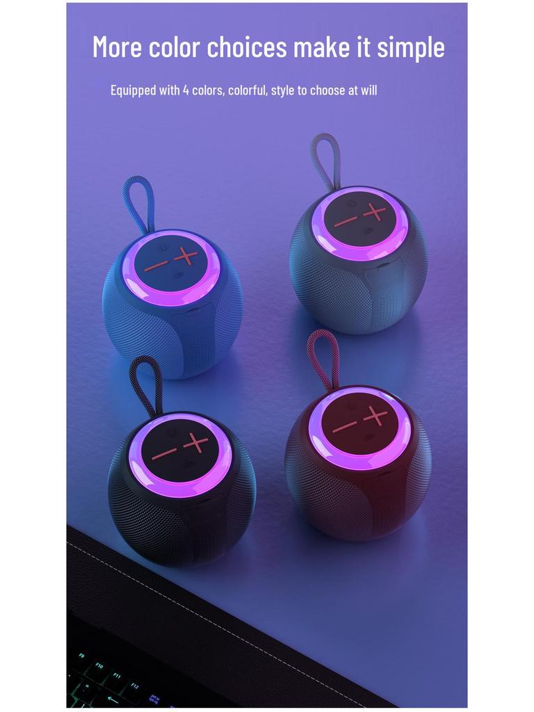 Portable Bluetooth Speaker with Colorful Lighting and Subwoofer for Outdoor Parties (Bluetooth 5.3)