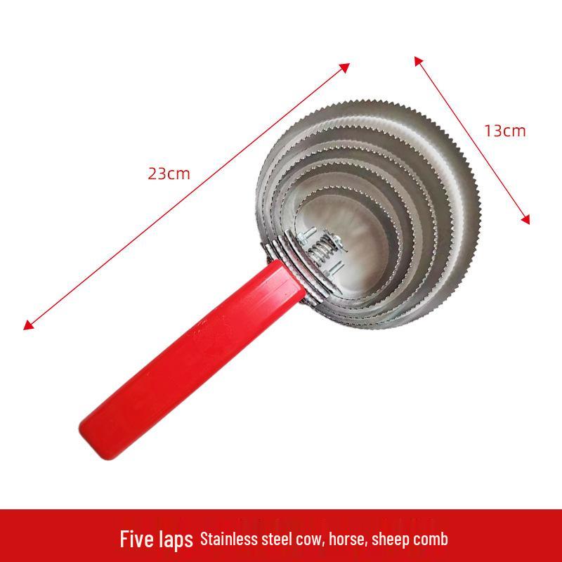Stainless Steel Multi-Animal Grooming Comb: Hair Serrated Sweat Scraper & Itch Relief Rake for Cows, Sheep, and Horses