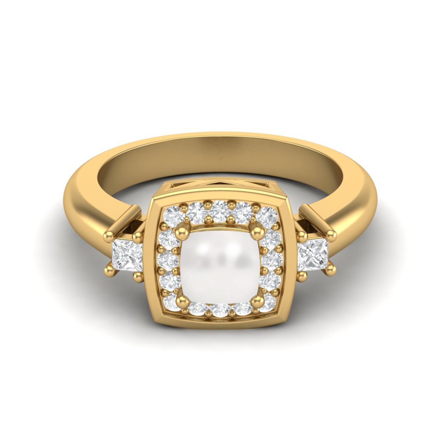 

5 мм Подушка Натуральный Жемчуг 925 Пробы Стерлинговое Серебро Золотое Покрытие Vemreil Боковой Камень Женское Свадебное Обручальное Кольцо 6 жёлтый