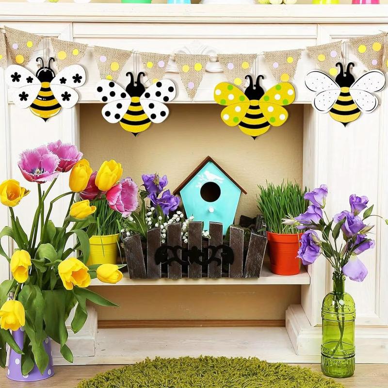 20pcs engraved bee wood chips, an unfinished wooden material specially designed for handmade diy