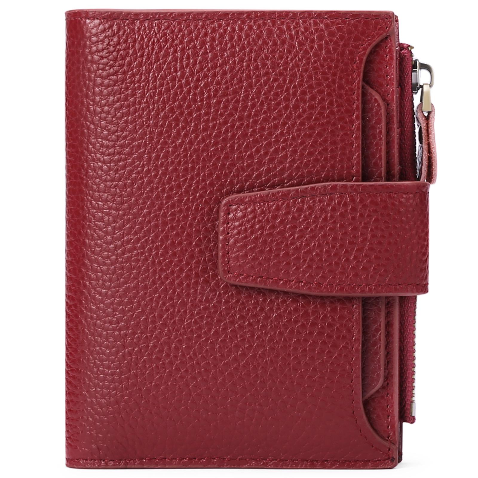 Женский кошелек из натуральной кожи с узором личи - короткий многофункциональный кошелек для монет с карманом для водительских прав 1783₽