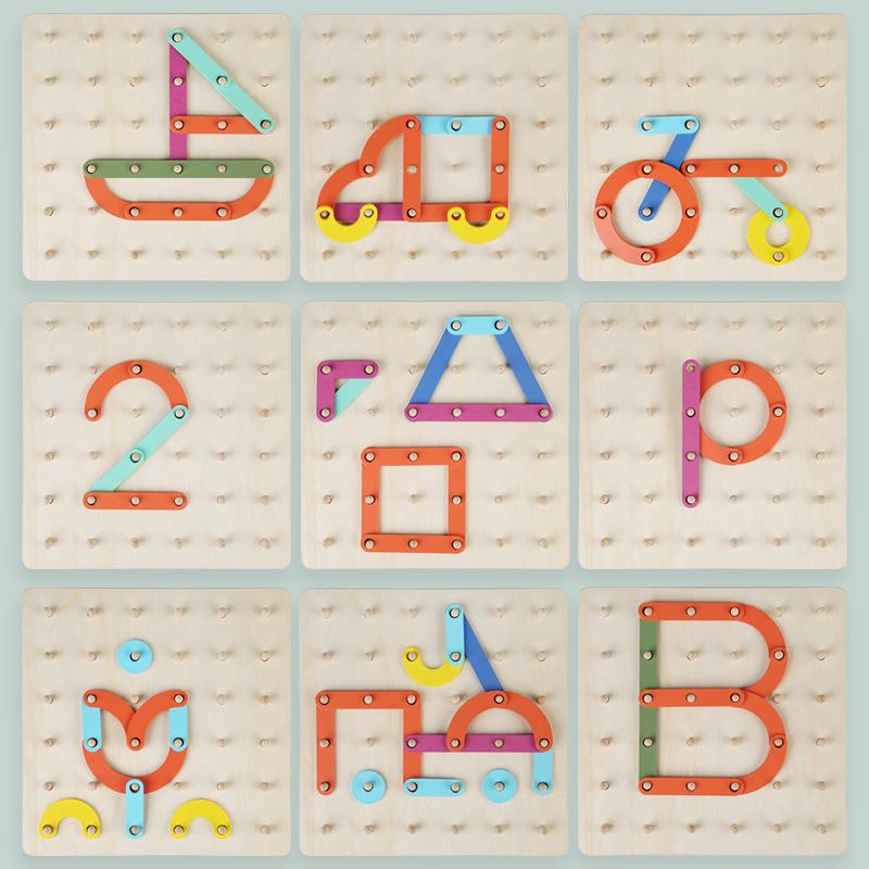 Montessori Shape-Changing Pegboard Puzzle for Kids