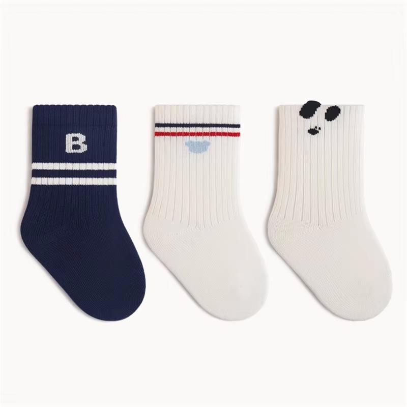 3Pairs/Lot Children's Socks For Boys Girls Striped Student Sport Baby Socks 0-8Yrs Kids Cute Letter Bear Bow Sock Spring Autumn