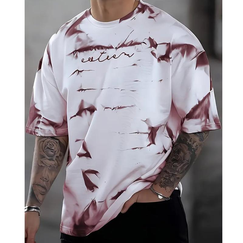 New Summer Men's Fashion T-shirt Personality Rendering Printed Men's T-shirt Top