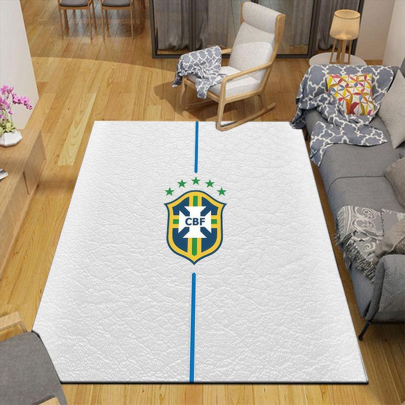 Brazil National Football Team2 Flannel Pattern Square Carpet,Area Rug,Carpet Rug for Living Room Bedroom Sofa Playroom Decor,Non-slip Floor Mat