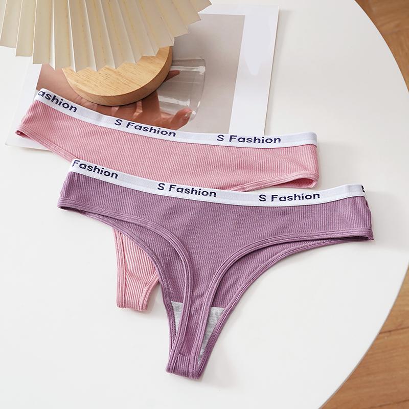 TERMEZY Sexy Ribbed Thongs for Women Solid Color Cotton T-Back Panties Sporty Comfortable & Body-hugging Underwear