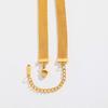Wide-Faced Stainless Steel Mesh Chain Colored Zircon Gold Necklace Ladies 2381