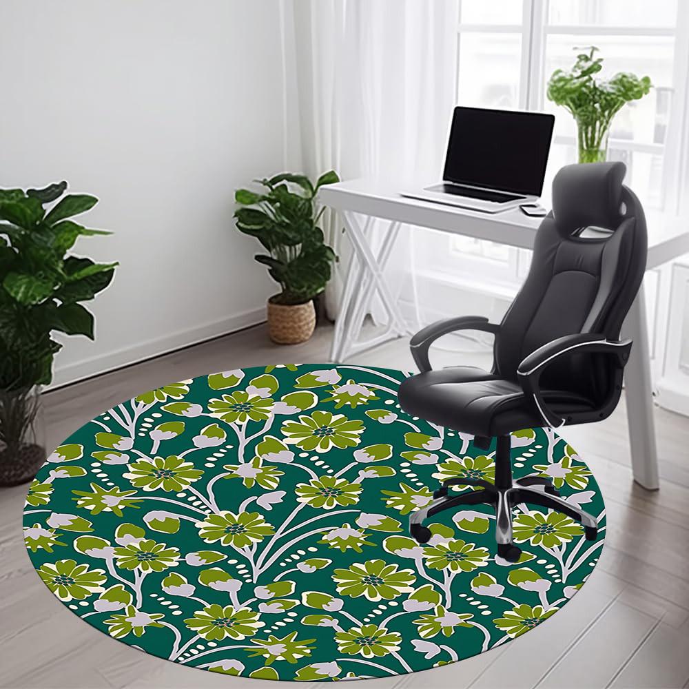 1pc Floral Pattern Office Round Area Rug, Under Office Chairs Bedroom Living Room Home Decor, Room Deco