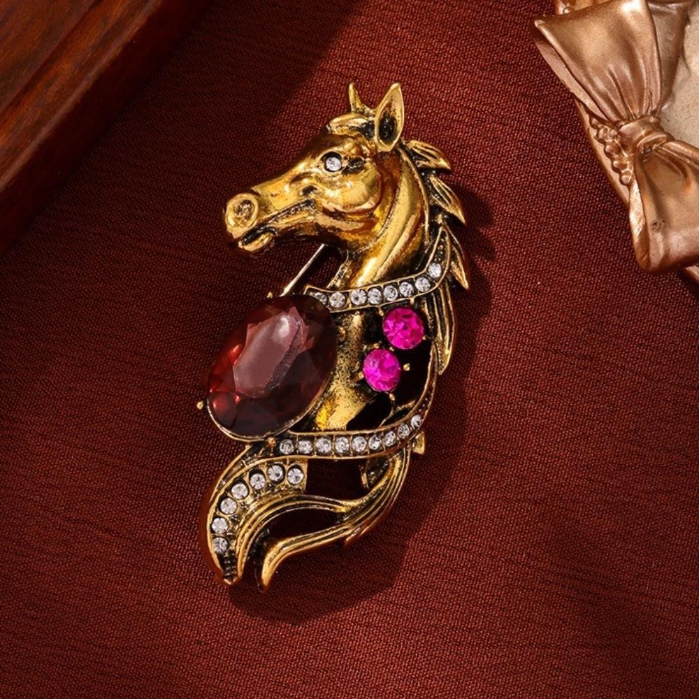 Fashion Jewelry Zodiac Animal Pins Chinese New Year Metal Pony Badge Pin  Women