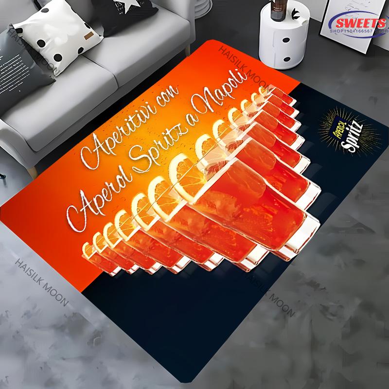 Tappeto Stampato con Motivo A Aperol S Spritz, Banda Classica 3D, Tappeto Nuova Uscita per Soggiorni, Camere da Letto, Aree Ufficio, Tappetino Lavabile