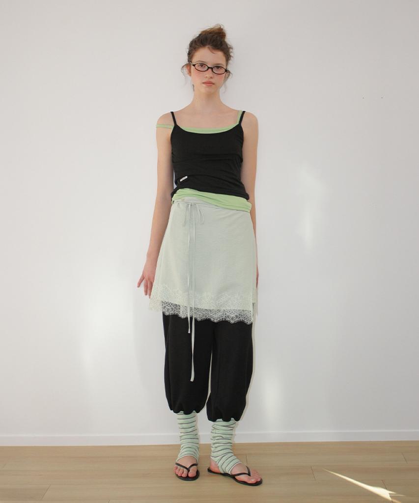 Ronron Lace Trim Wrap Skirt Mint