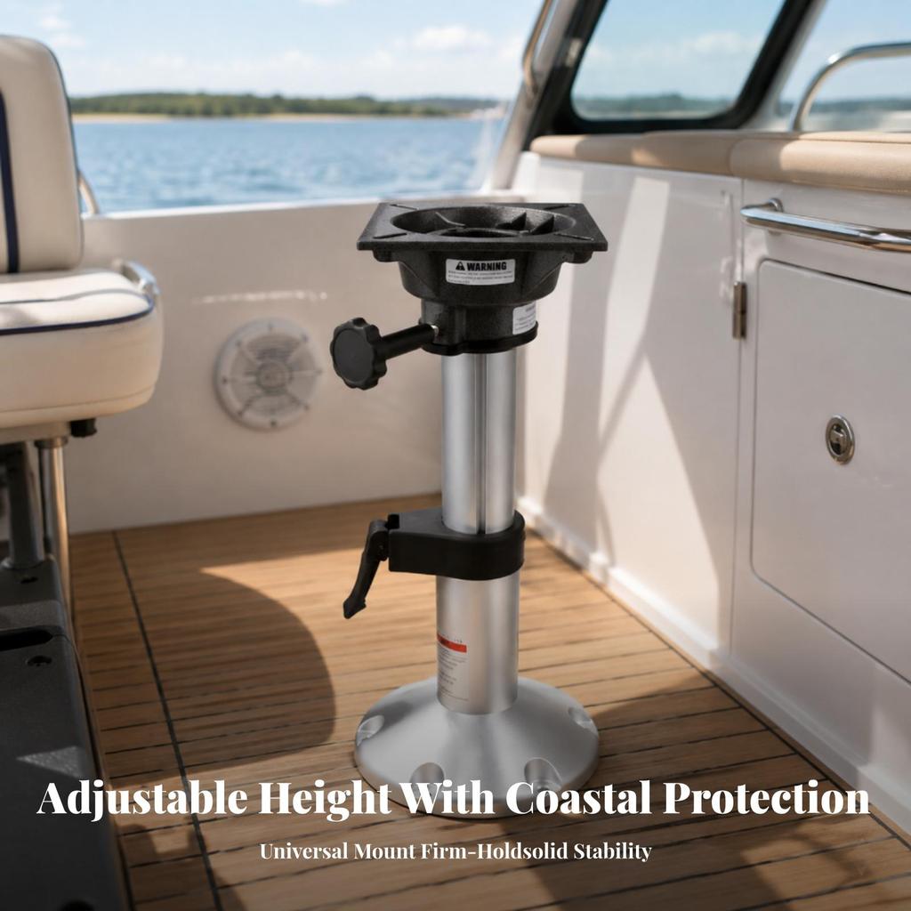 Boat Seat Pedestal with Swivel Base Secure Locking Hardware Resistant