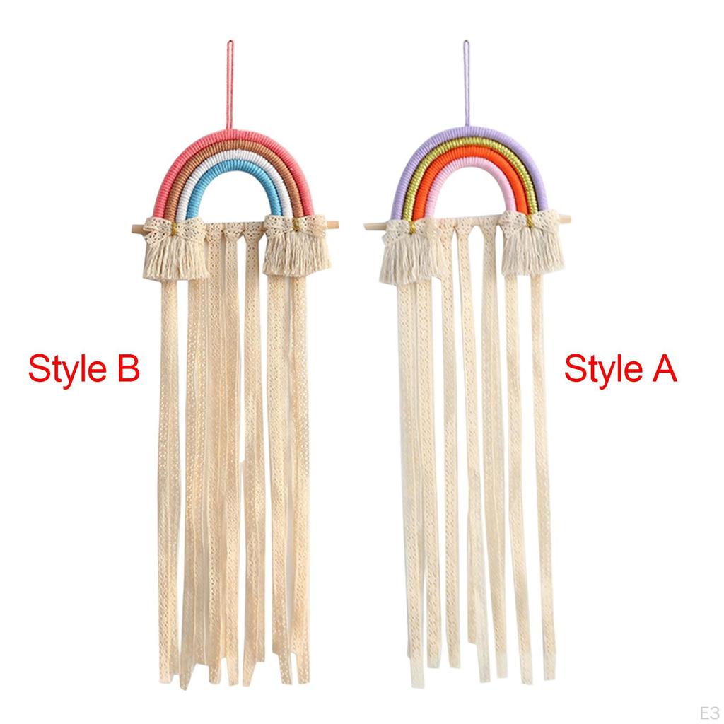 Boho Hair Bow Organizer for Girls - Stylish Wall Decor Headband Storage and Clip Display