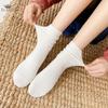 Autumn Winter Red Brown Color Series Women Loose Socks Rib Cotton Fashion Basic Daily Classic Sock Female