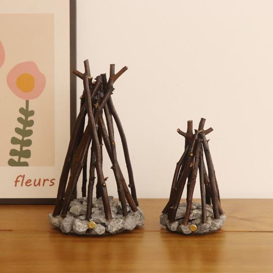 Campfire Night Light LED Wooden Dimmable Table Lamp with 3 Lighting Modes