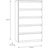 Commode CHELSEA 5 tiroirs - Décor chêne - L 77,2 x P 42,2 x H 128,1cm