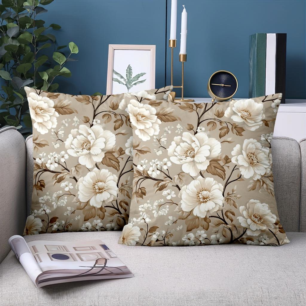 1 Pieces Beige Floral Patterned Throw Pillow Cushions Polyester pillowcase, sofa decorative cushion cov Headboard Pillow