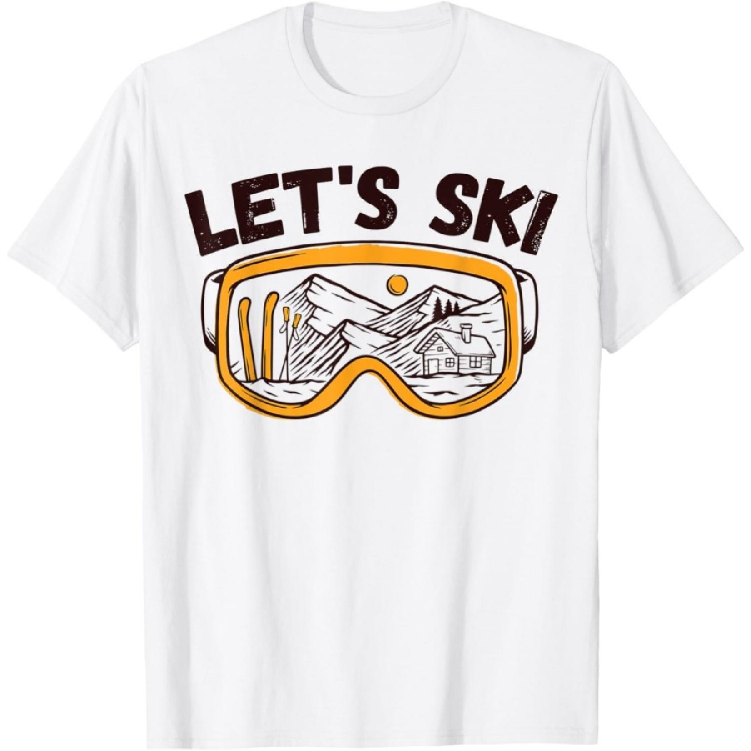 vintage let s ski Snowboard Skiing Snow Mountain Winter T-Shirt XXXXXL белый