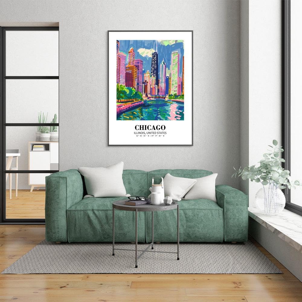 Eleville 8X10 Unframed Chicago Skyline Illinois United States World Tour Travel Family Vacation Art Print Poster Wall Office Home Decor mgn017