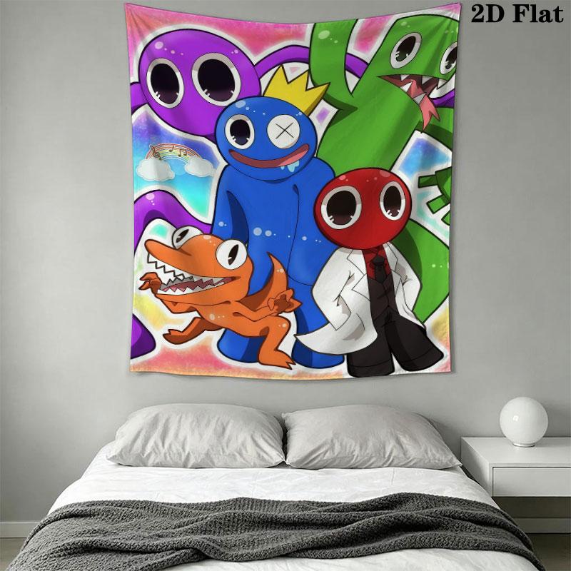 Rainbow Friends Force Wandteppich Ästhetischer Wandbehang Bedruckte Stoffdecke Dekorative Wandteppiche für Schlafzimmer Wohnzimmer Heimdekoration