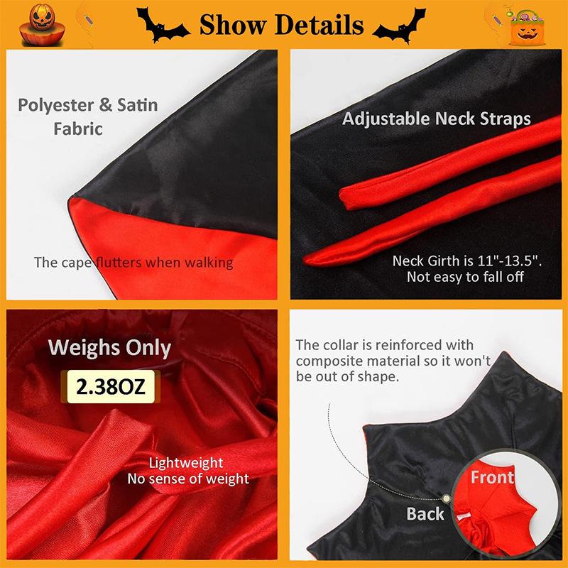 Halloween Pet Costume Pumpkin Hat Vampire Cape Set for Cats Dogs Funny Cosplay Party Dress Up Outfit