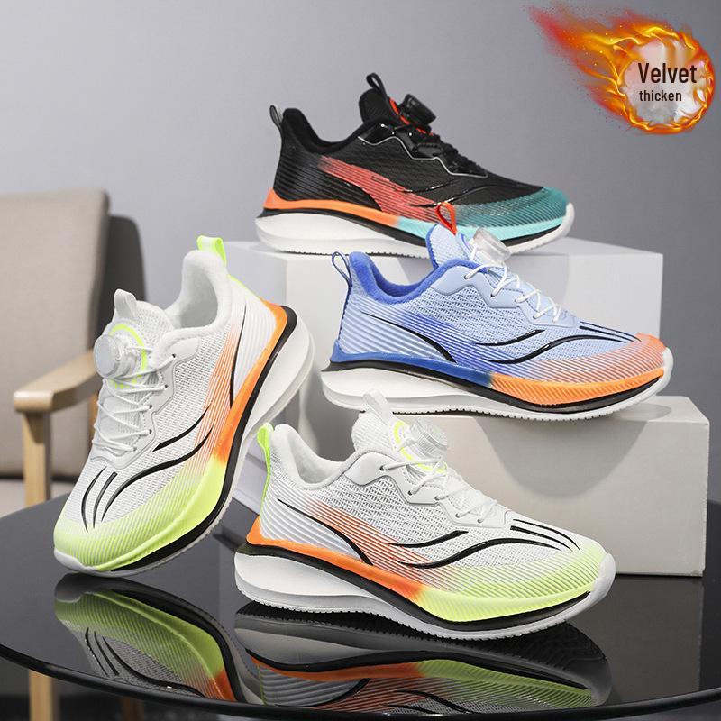 2025 Kids' Red Rabbit Winter Running Shoes: Warm, Lightweight, Velvet-Lined Leather Sneakers