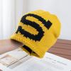 American loose retro contrasting color thick knitted hat bag head hat women's autumn and winter warm face small cold hat stack hat