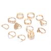 Madonna Summer Hit: 13-Piece English Diamond and Simple Flower Leaf Joint Ring Set
