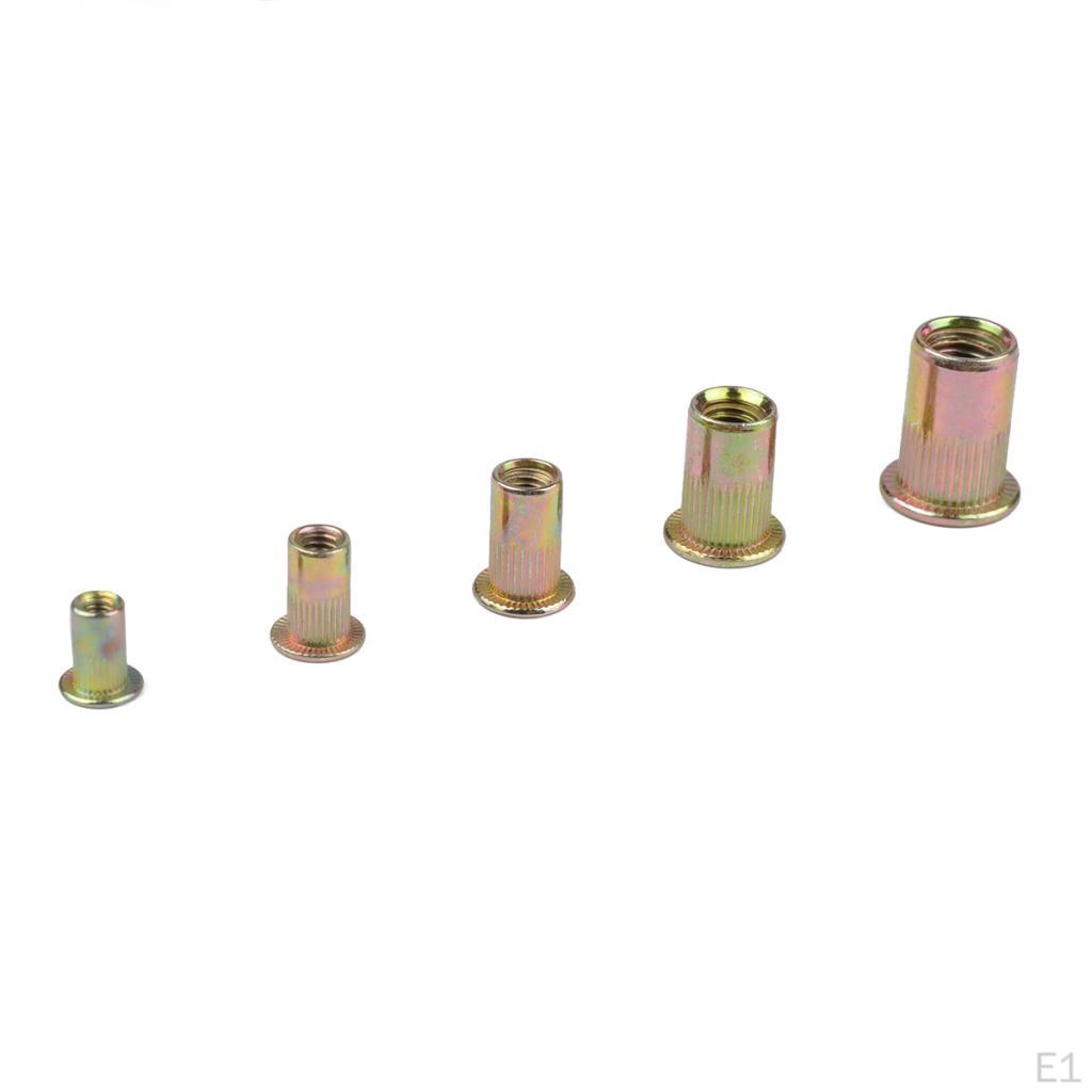 100 Steel Threads Flat Head Rivet Nuts Assortment Zinc Finish