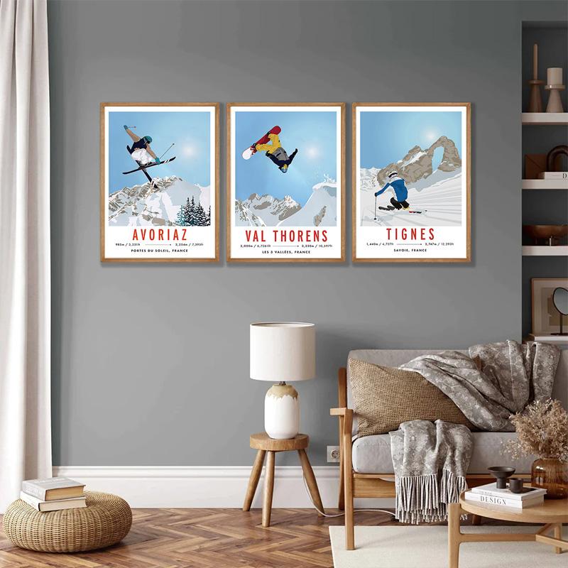 Nordic Tignes Aspen Snowboard Ski France Canada Wall Art Canvas Paintings Poster And Print Pictures For Living Room Home Decor