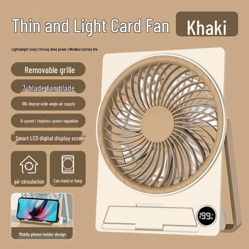 

26 New Model Mini Desktop Fan: Digital Display, Six-Speed Adjustment, Ultra-Thin, Lightweight for Dormitory/Office Use 18*14*3.5cm хакі