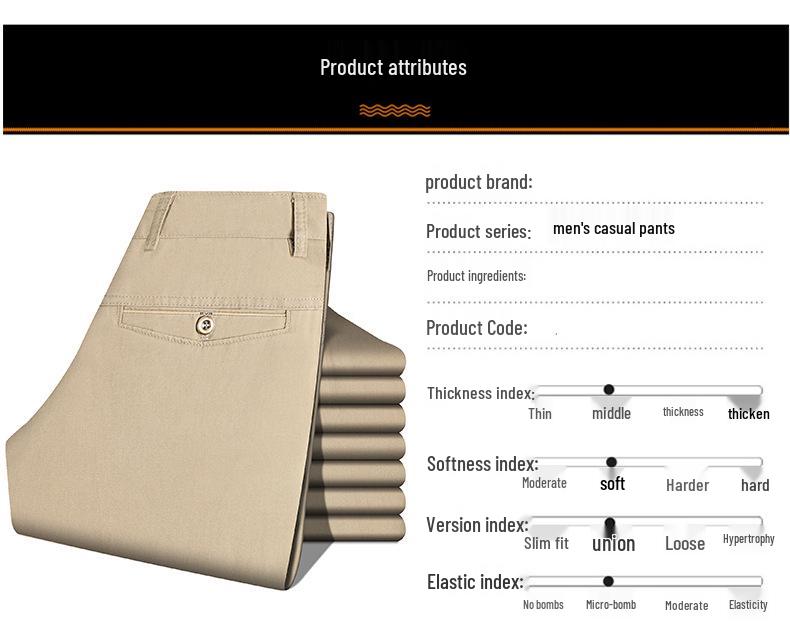 Men's Summer Cotton High-Waist Casual Trousers - Middle-Aged & Elderly 