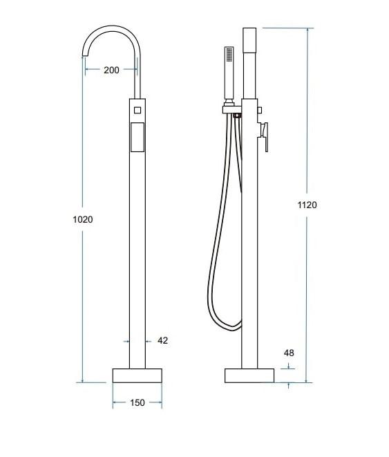 Besco RETRO I Chrome Floor-standing Bathtub Faucet