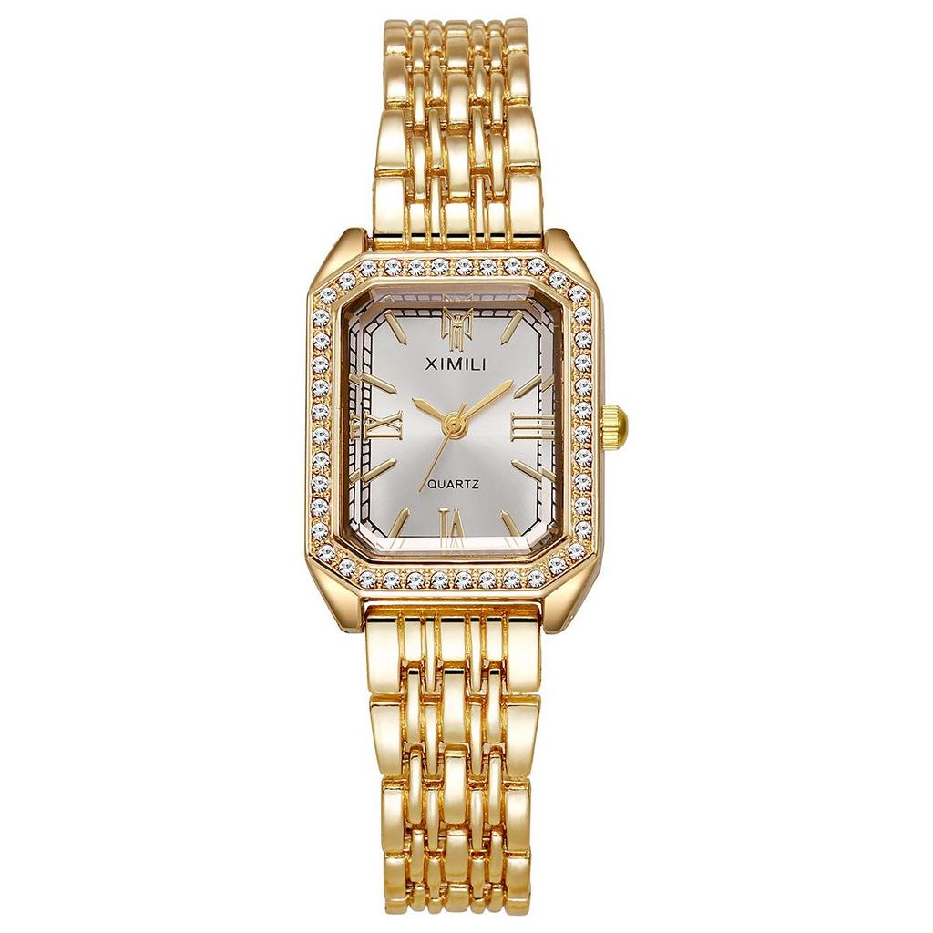 Elegant Women's Roman Quartz Watch with Diamond Accents - Versatile for Business and Casual Wear