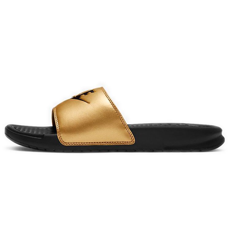 

Женские кроссовки Nike JDI Benassi Slides Black Metallic Gold 343881-014