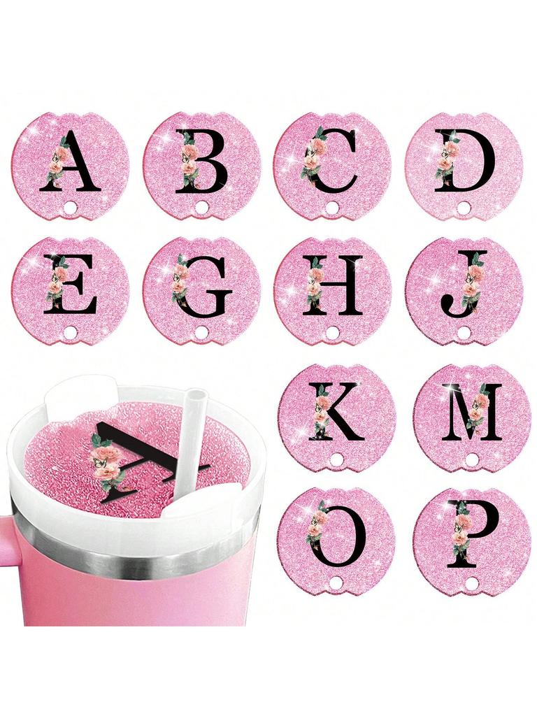 40 Oz Personalized Stanley Tumblers Name Plates for Stanley Tumblers Cup Lid H2.0,Cup Lid Topper Round Name ID Plate Glitter