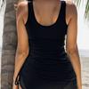 Swimsuit Women's Square Neck One-piece Swimsuit Mesh Skirt Cover Meat Drawstring Removable Cup Conservative One-piece Swimming