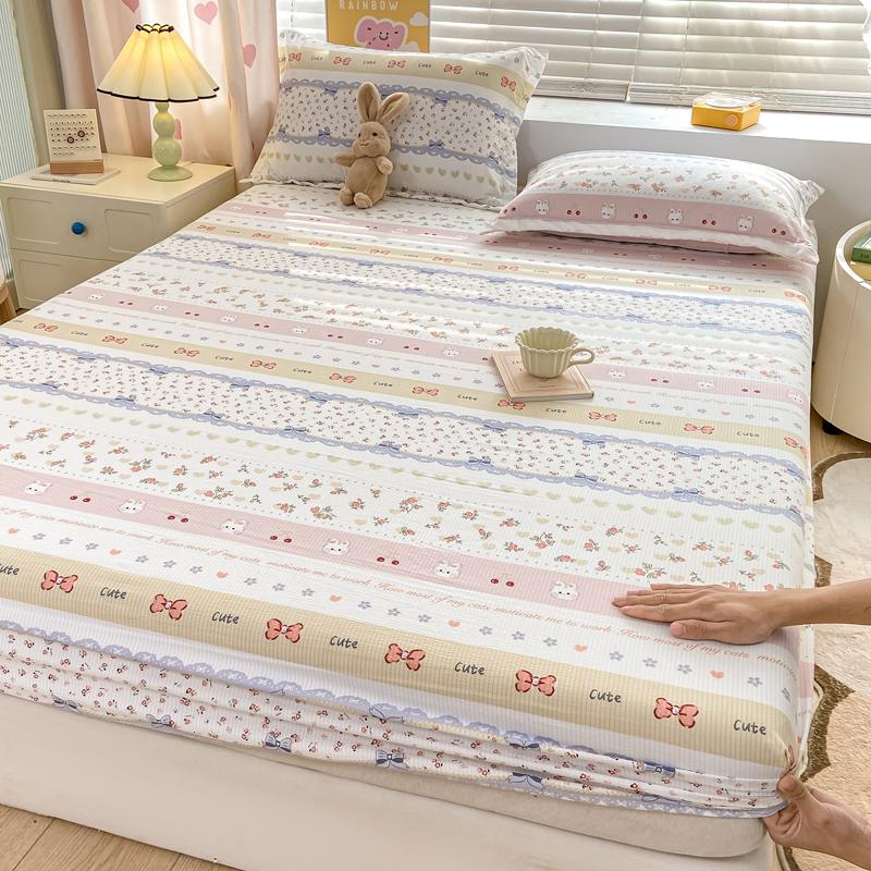 Bettbezug Hautfreundliches Bettlaken Home Elastische Spannbettlaken Bedruckter Matratzenschoner Roupa de Cama (Kein Kissenbezug)